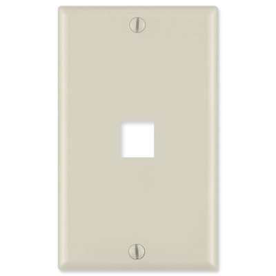 Leviton QuickPort Wallplate, 1-Gang, 1-Port, Light Almond